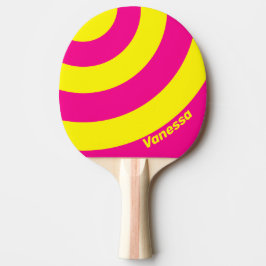 Retro Sonnengetränkt Drei Kreis Streifen mit Namen Tischtennis Schläger
