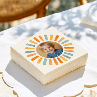 Retro-Sonnenlicht-Foto-Geburtstag Serviette