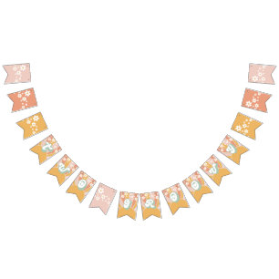 Retro-Sonnenlicht Zwei Groovy florale Geburtstagsb Wimpelkette