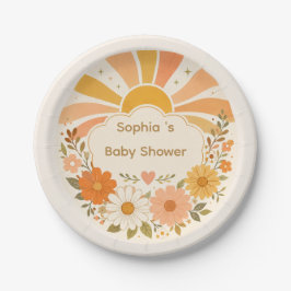 Retro-Sonnenschein-Baby-Shower-Teller | Vintage So Pappteller