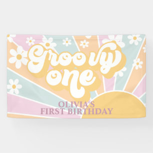 Retro-Sonnenschein Groovy-One-Pastell-Gänseblümche Banner