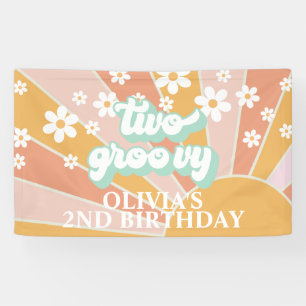Retro-Sonnenschein Zwei Groovy Gänseblümchen-Gebur Banner