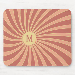 Retro-Sonnenstrahl-Design in Rosa und Orange Mousepad