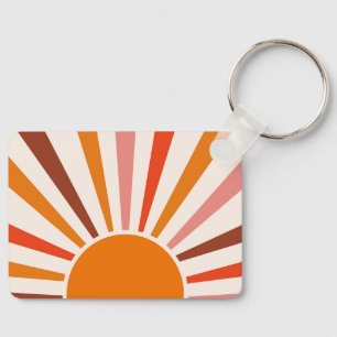 Retro Sonnenstrahlen Burst Sonnenuntergang Orange  Schlüsselanhänger