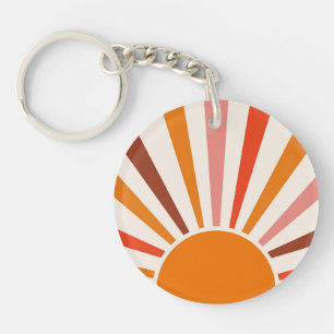 Retro Sonnenstrahlen Burst Sonnenuntergang Orange  Schlüsselanhänger