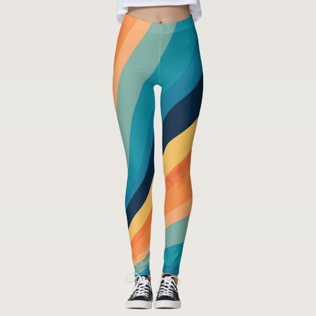 Retro-Sonnenstrahlen Leggings (Vorderseite)