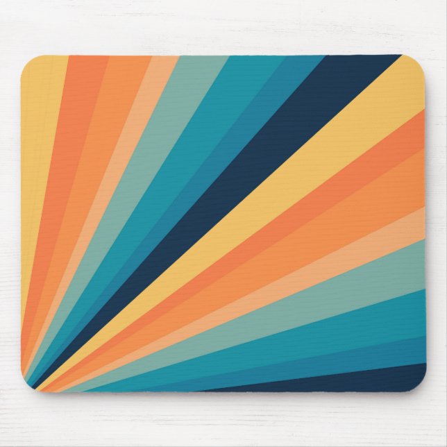 Retro-Sonnenstrahlen Mousepad (Vorne)