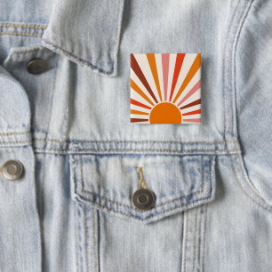 Retro-Sonnenstrahlen platzen Sonnenuntergang Orang Button