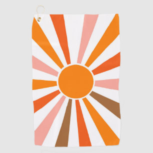 Retro Sonnenstrahlen platzen Sonnenuntergang Orang Golfhandtuch