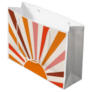 Retro-Sonnenstrahlen platzen Sonnenuntergang Orang Große Geschenktüte