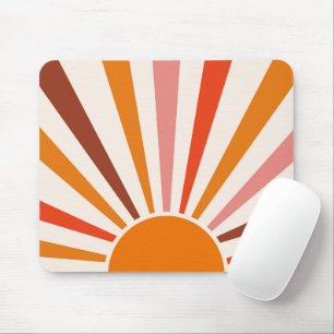 Retro-Sonnenstrahlen platzen Sonnenuntergang Orang Mousepad