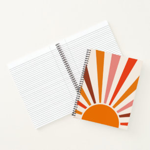 Retro-Sonnenstrahlen platzen Sonnenuntergang Orang Notizbuch