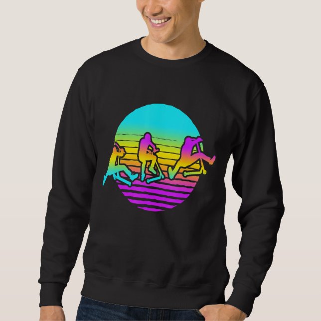 Retro-Sonnenstrahlen-Roller Stunt-Roller Sweatshirt (Vorderseite)