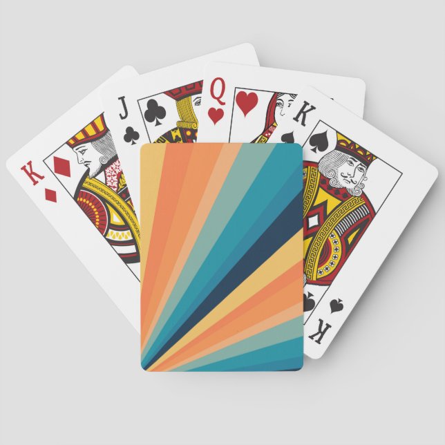 Retro-Sonnenstrahlen Spielkarten (Rückseite)