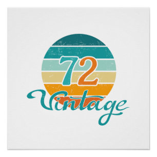 Retro-Sonnenuntergang 72 Vintage abgenutzt Poster