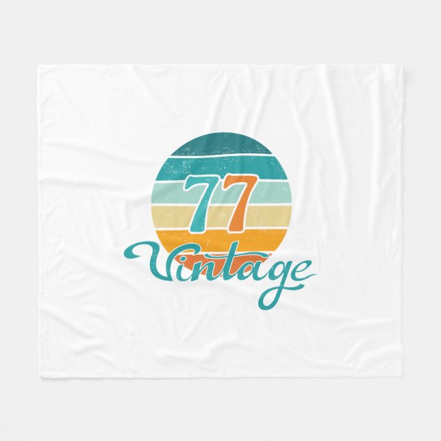 Retro Sonnenuntergang 77 Vintage abgenutzt Fleecedecke (Vorderseite (Horizontal))