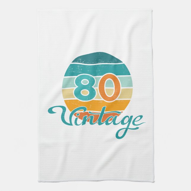Retro-Sonnenuntergang 80 Vintage abgenutzt Geschirrtuch (Vertikal)