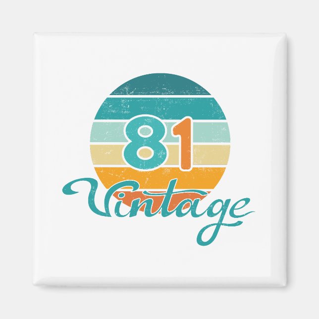 Retro Sonnenuntergang 81 Vintage abgenutzt Magnet (Vorne)