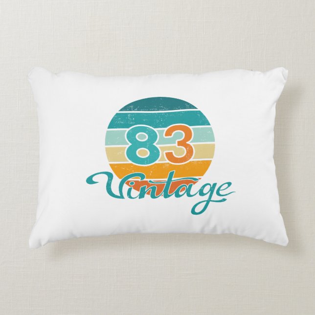 Retro Sonnenuntergang 83 Vintage abgenutzt Dekokissen (Vorderseite)