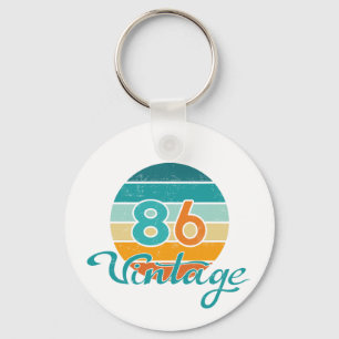 Retro-Sonnenuntergang 86 Vintage abgenutzt Schlüsselanhänger