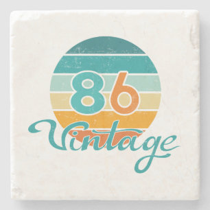 Retro-Sonnenuntergang 86 Vintage-Distressed Steinuntersetzer