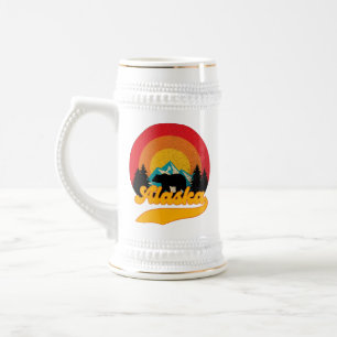 Retro Sonnenuntergang Alaska Juneau Bär Berge Wild Bierglas