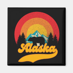 Retro-Sonnenuntergang Alaska Juneau Bären Berge Wi Magnet