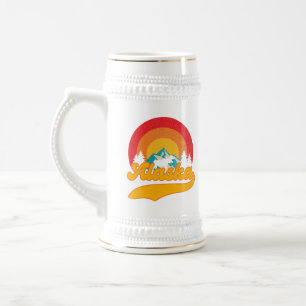 Retro-Sonnenuntergang Alaska Juneau Elch 0Berge Wi Bierglas
