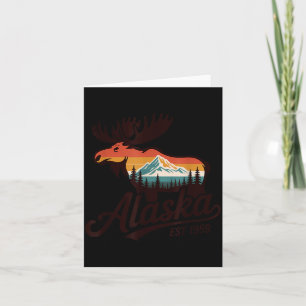 Retro Sonnenuntergang am Elchberg in Alaska Vintag Karte