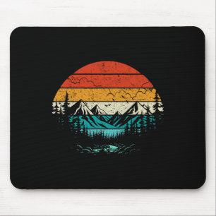 Retro Sonnenuntergang Berg Wald Camping Natur Outd Mousepad