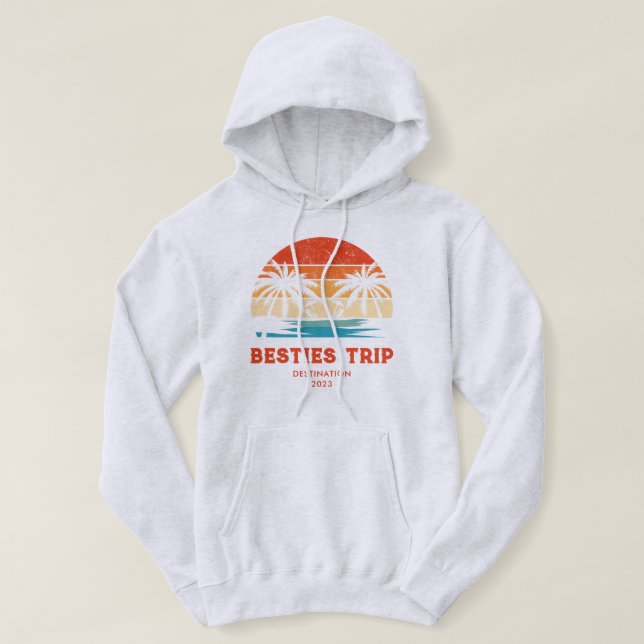 Retro Sonnenuntergang Besties - Paradies für Klett Hoodie (Design vorne)