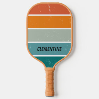 Retro Sonnenuntergang Blau und Orange Personalisie Pickleball Schläger