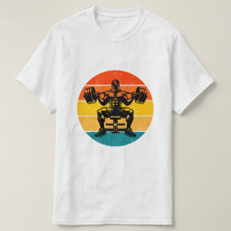 Retro-Sonnenuntergang-Bodybuilding-T-Shirt - Herre T-Shirt