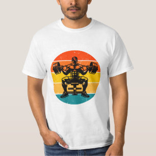 Retro-Sonnenuntergang-Bodybuilding-T-Shirt - Herre T-Shirt