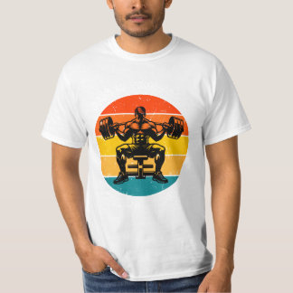 Retro-Sonnenuntergang-Bodybuilding-T-Shirt - Herre T-Shirt