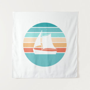 Retro-Sonnenuntergang-Distressed-Effekt + Segelboo Wandteppich