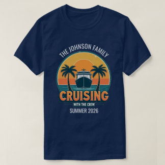 Retro-Sonnenuntergang-Familien-Kreuzfahrt-Urlaub B T-Shirt