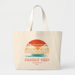 Retro Sonnenuntergang Familienausflug Beach Palm T Jumbo Stoffbeutel