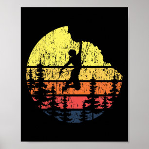Retro-Sonnenuntergang-Felsenkletterer - Boulderer  Poster