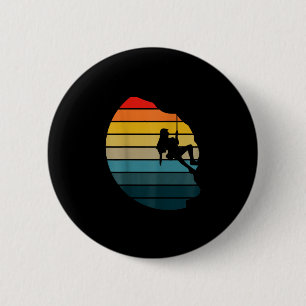 Retro-Sonnenuntergang-Felsenkletterer-Rucksacktour Button
