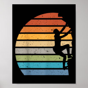 Retro-Sonnenuntergang-Felsenklettern Outdoor-Sport Poster