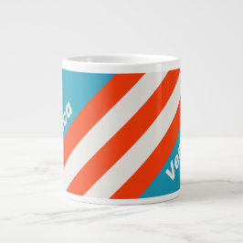 Retro Sonnenuntergang Flut Rush Streifen mit Namen Jumbo-Tasse