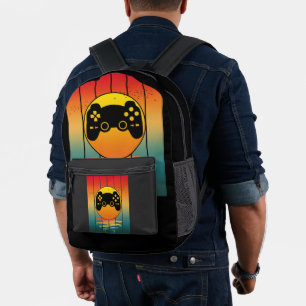 Retro-Sonnenuntergang-Gamer-Spiele-Computerspiel Bedruckter Rucksack