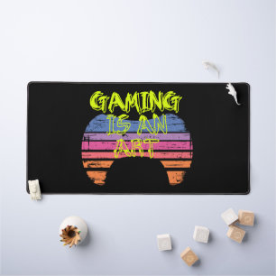 Retro-Sonnenuntergang-Gaming-Controller-Kunst-Game Schreibtischunterlage