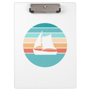 Retro Sonnenuntergang gestörter Effekt + Segelboot Klemmbrett