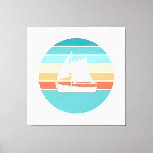 Retro Sonnenuntergang gestörter Effekt + Segelboot Leinwanddruck