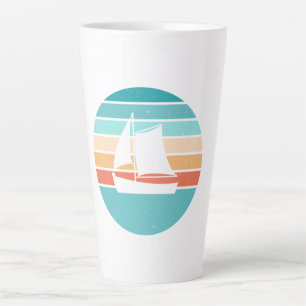Retro Sonnenuntergang gestörter Effekt + Segelboot Milchtasse