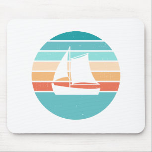 Retro Sonnenuntergang gestörter Effekt + Segelboot Mousepad