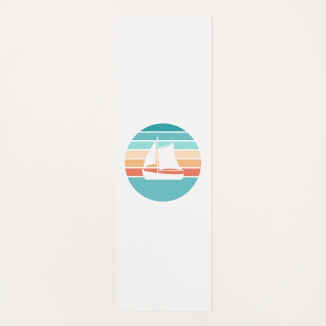 Retro Sonnenuntergang gestörter Effekt + Segelboot Yogamatte (Vorderseite)