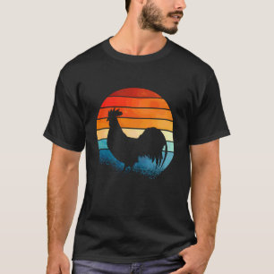 Retro-Sonnenuntergang-Hahn-Hühnerliebhaber-Geschen T-Shirt